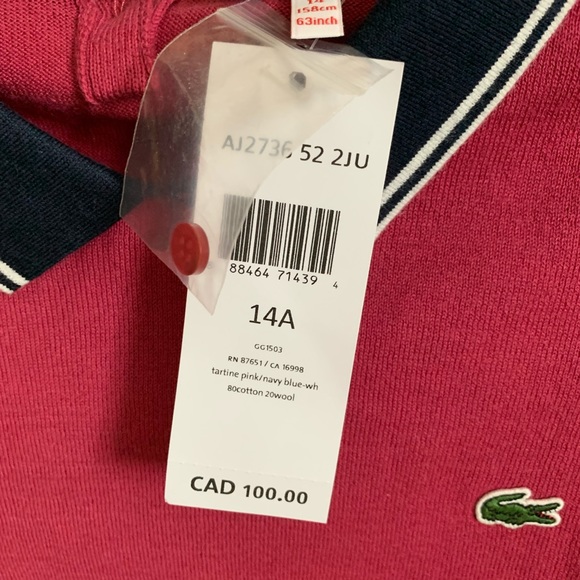 Pink/Navy Blue Lacoste Sweater - Picture 4 of 5